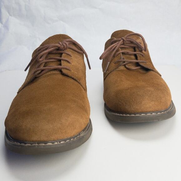 Timberland Suede Oxford Shoes Men’s 12 Tan Grip Sole Almond Toe Comfort Insole - Picture 2 of 13